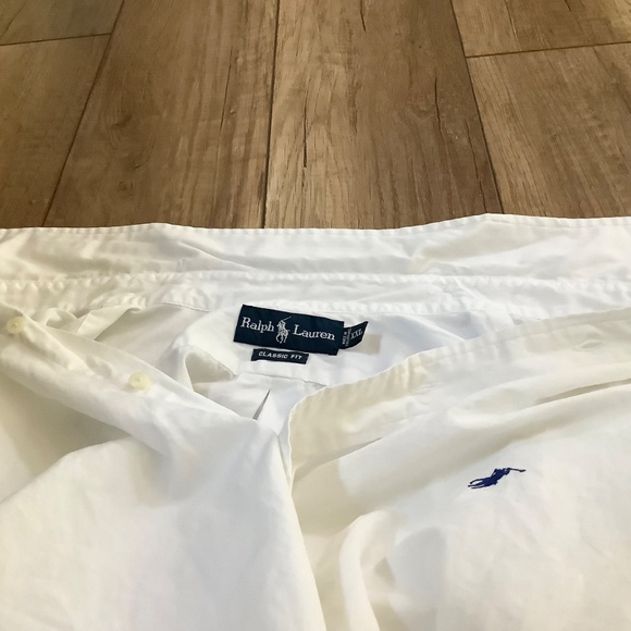 Mens XXL Ralph Lauren Short Sleeve Button down White Classic Fit Blue Tag - Picture 8 of 13